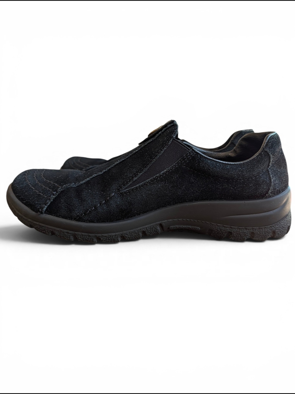 Rieker Black Women's Walking Slip-On Suede Sneakers - Picture 3 of 9